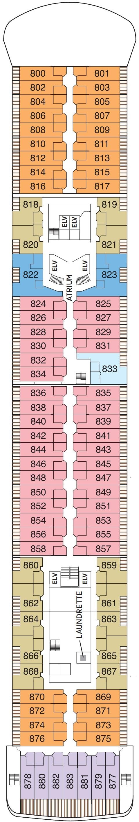 Deck plan for Deck 8