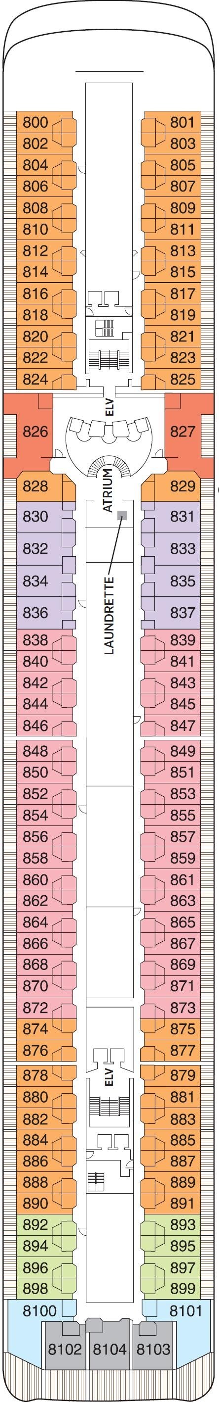 Deck plan for Deck 8