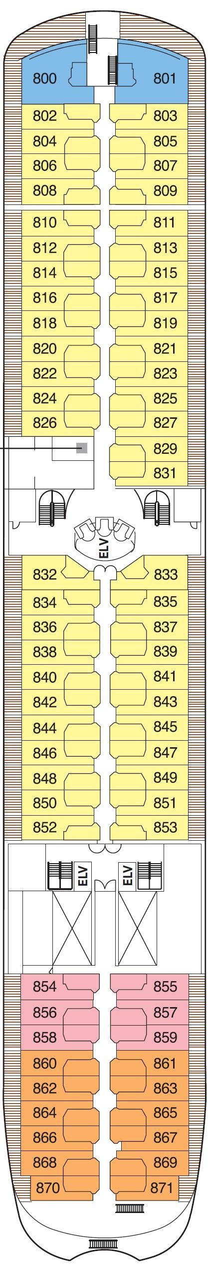Deck plan for Deck 8