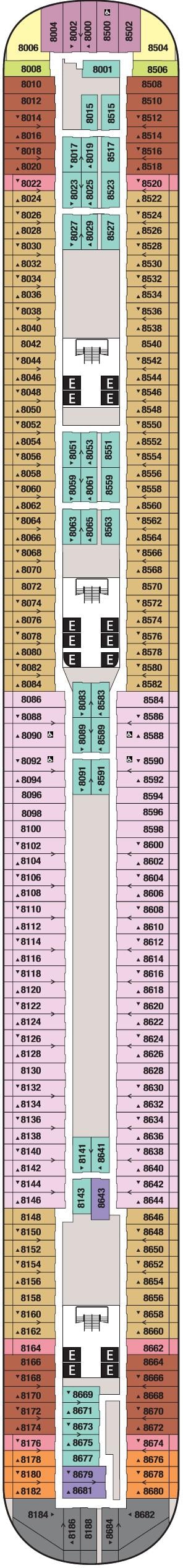 Deck plan for Deck 8