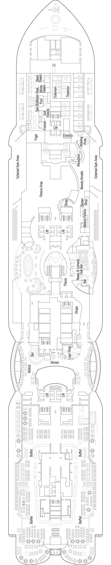 Deck plan for Deck 8 - Atlantic Ocean 