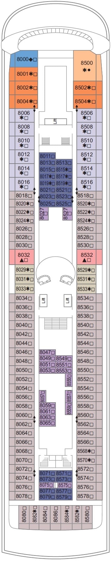 Deck plan for Deck 8