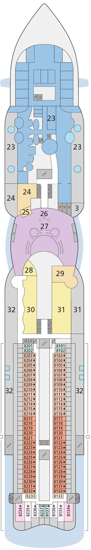 Deck plan for Deck 8