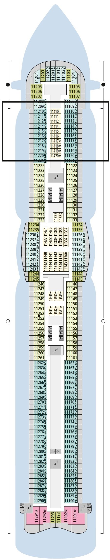Deck plan for Deck 11
