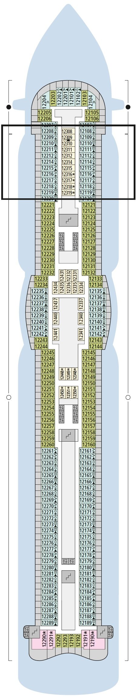 Deck plan for Deck 12