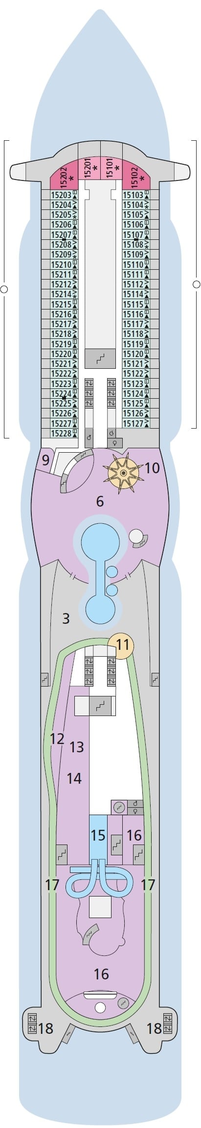 Deck plan for Deck 15