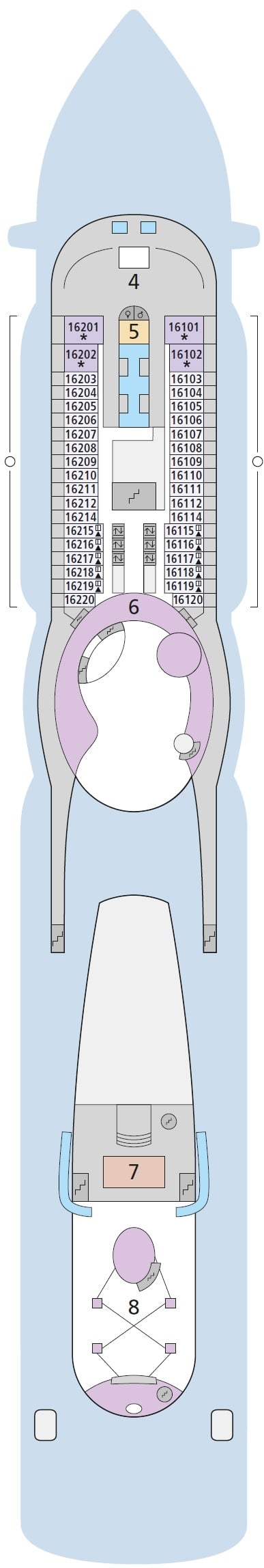 Deck plan for Deck 16