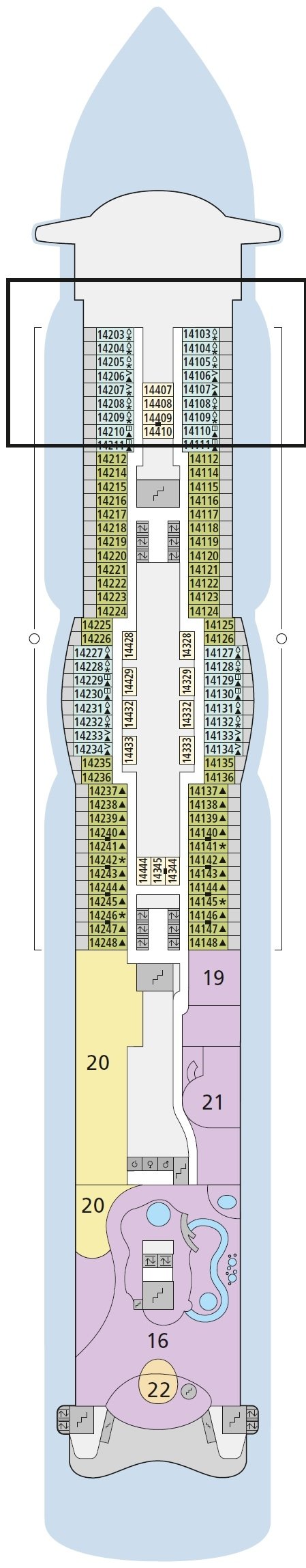 Deck plan for Deck 14