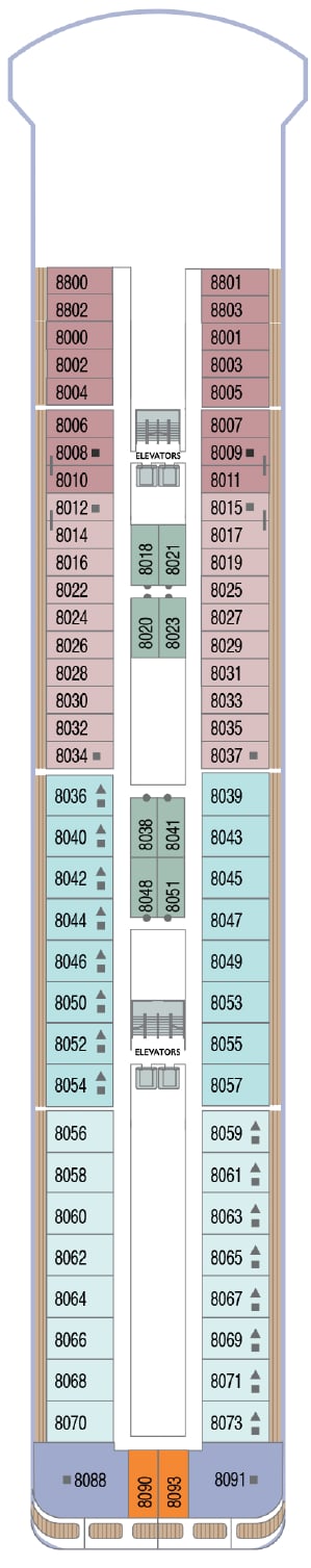 Deck plan for Deck 8