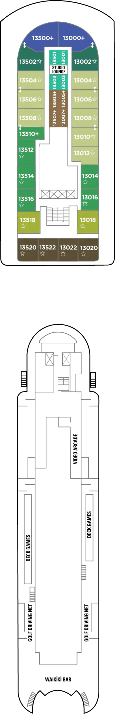Deck plan for Deck 13