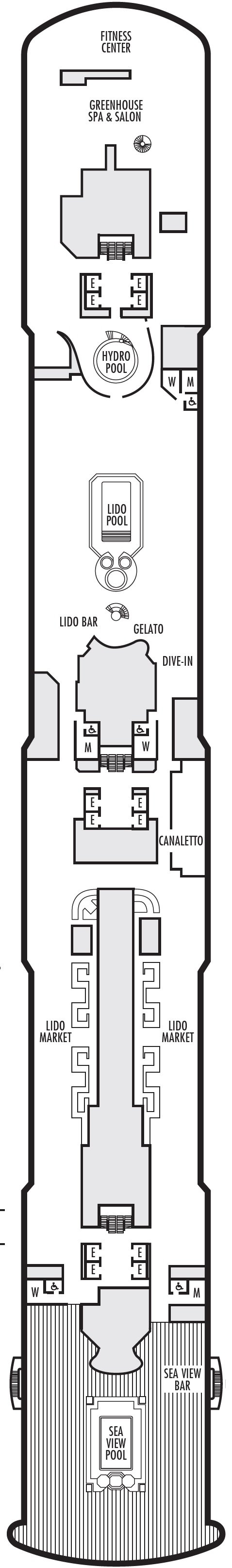 Deck plan for Lido Deck