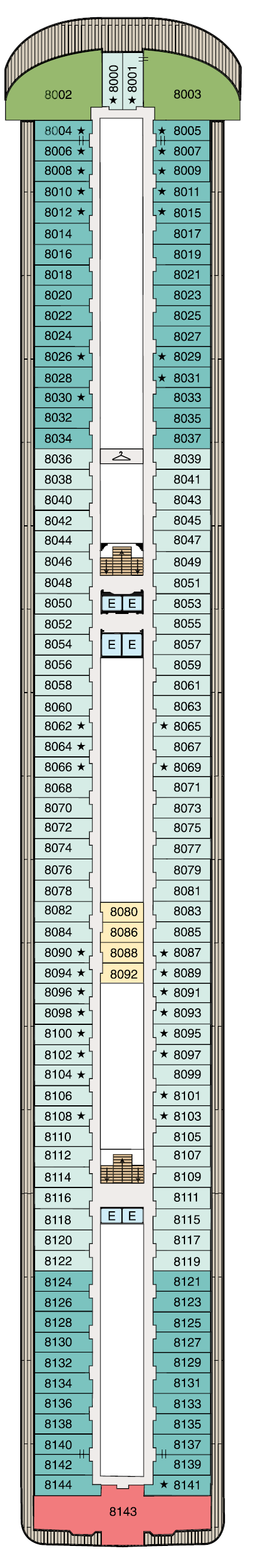 Deck plan for Deck 8