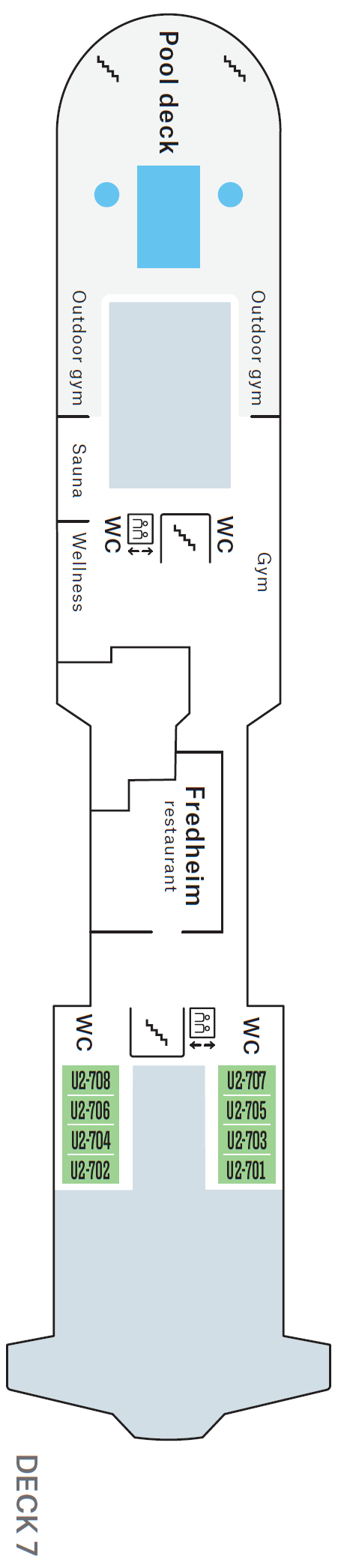 Deck plan for Deck 7