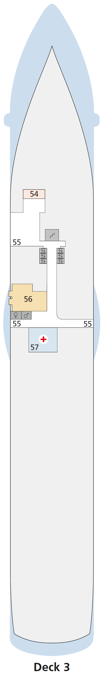 AIDAdiva deck plan — Deck 3