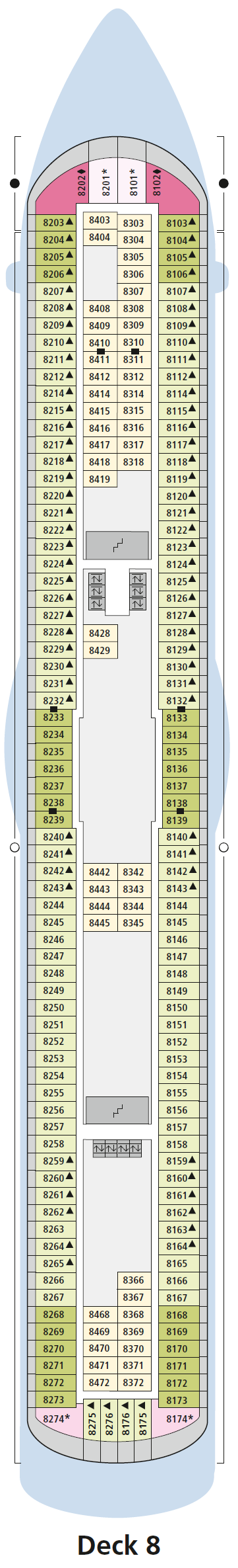 AIDAdiva deck plan — Deck 8