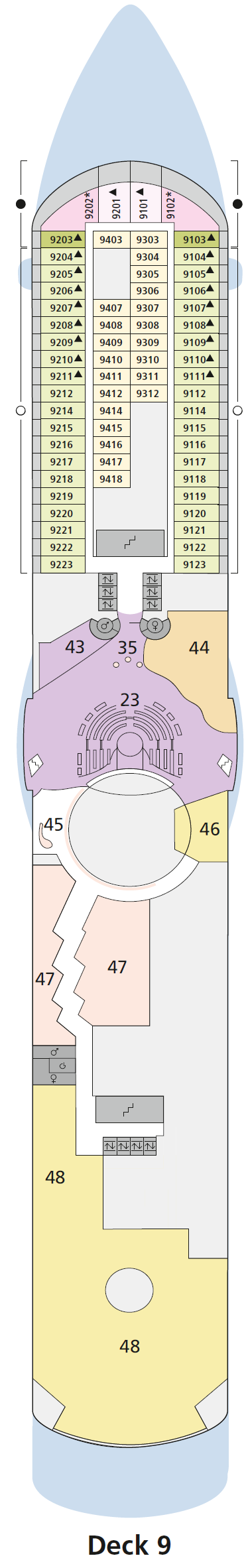 AIDAdiva deck plan — Deck 9