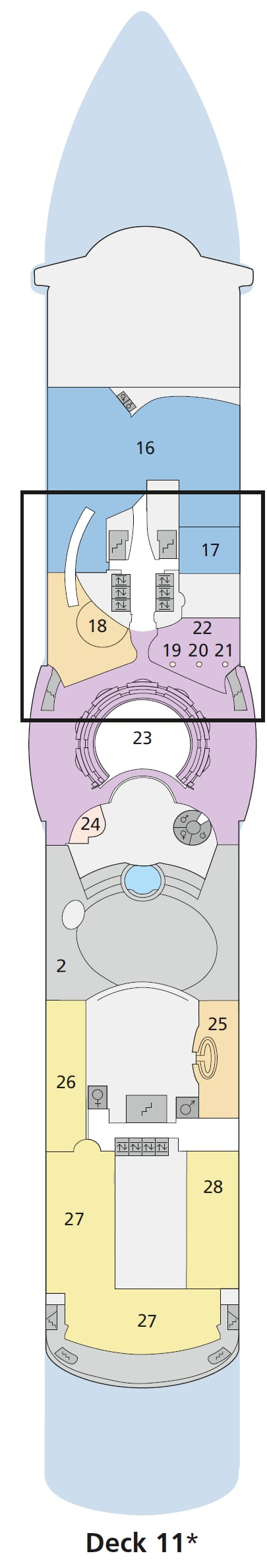 AIDAdiva deck plan — Deck 11