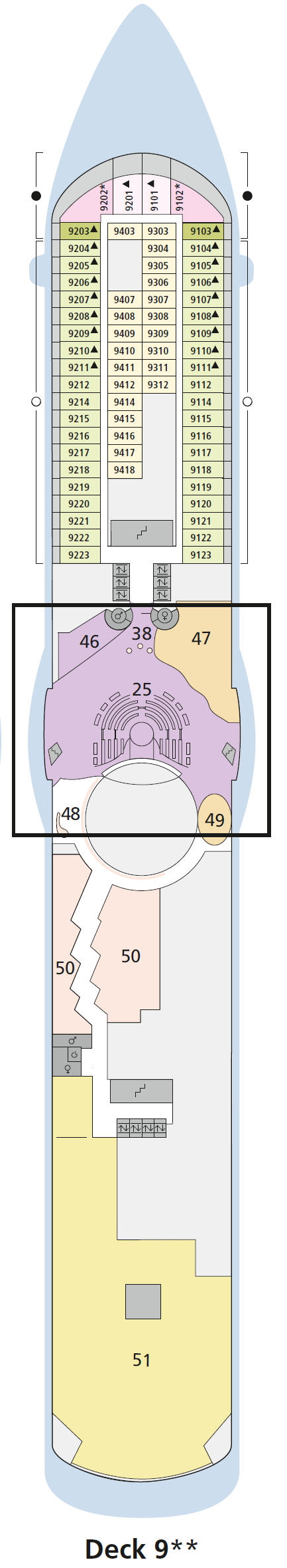 Deck plan for Deck 9