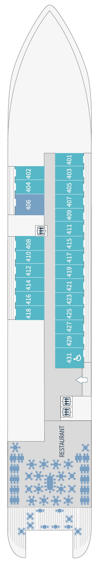 Le Dumont D'urville deck plan — Deck 4