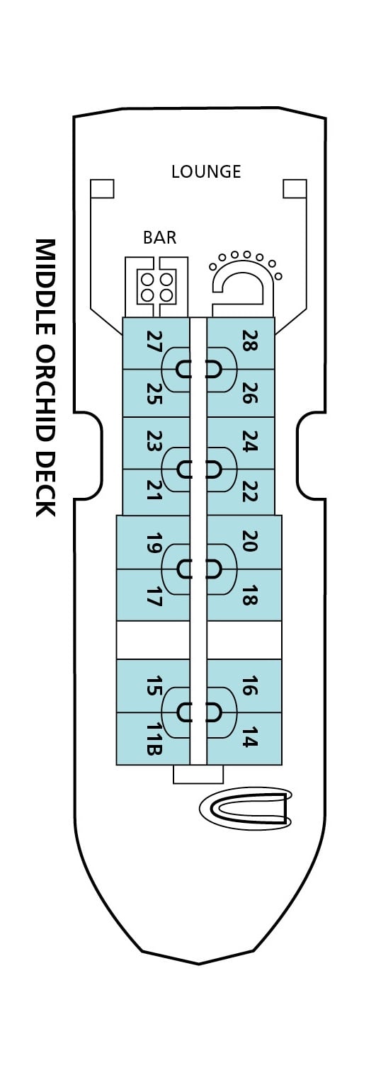 MV Fiji Princess deck plan — Middle Orchid Deck