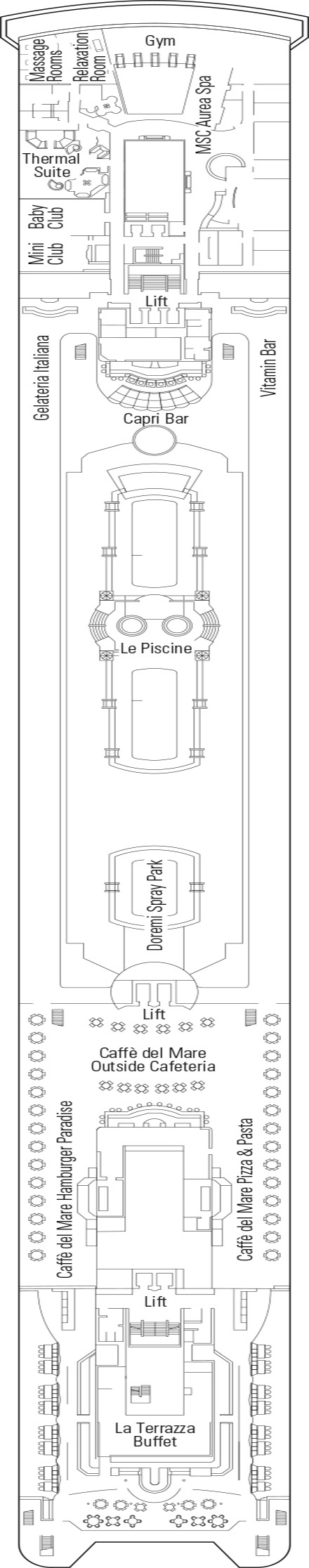 Deck plan for Deck 11 - Debussy