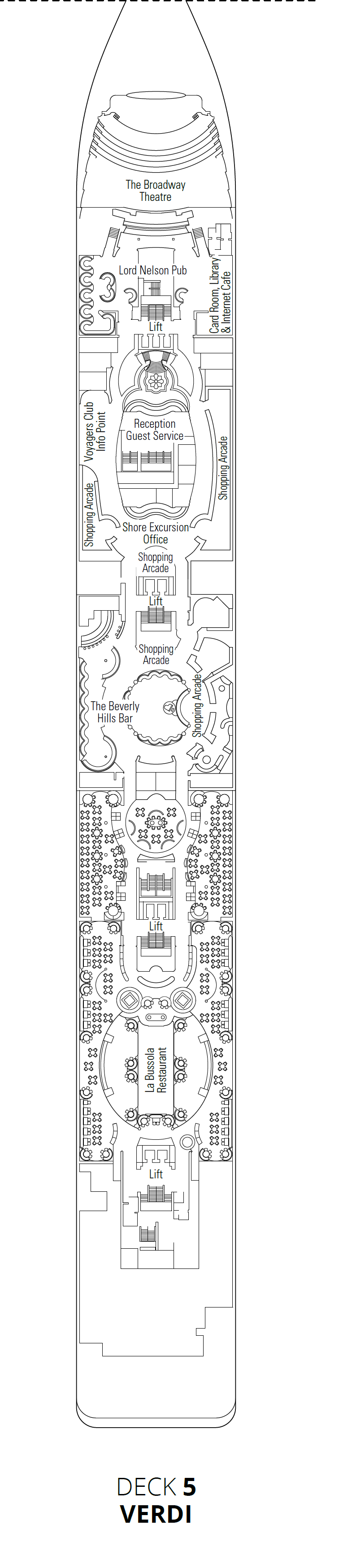 Deck plan for Deck 5 - Verdi