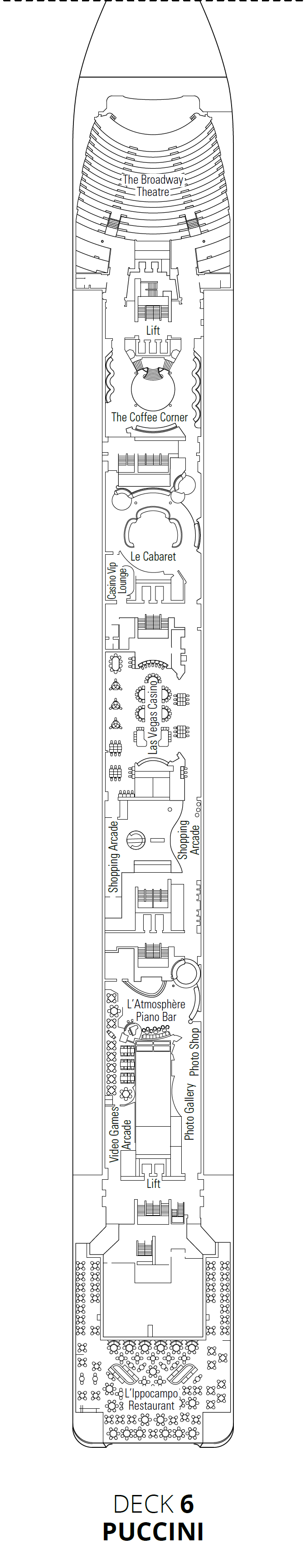 Deck plan for Deck 6 - Puccini