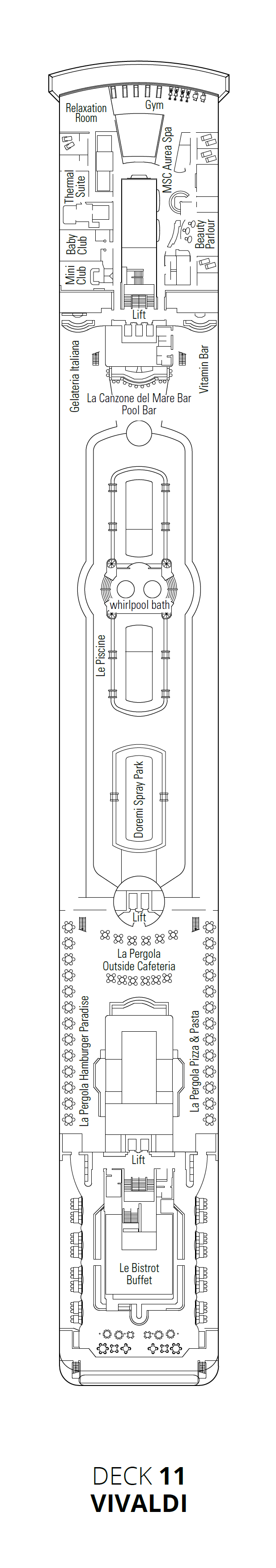Deck plan for Deck 11 - Vivaldi