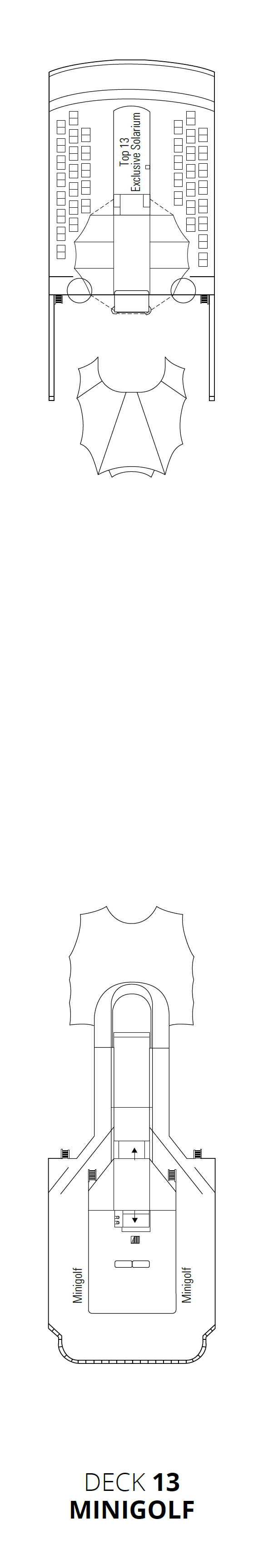 Deck plan for Deck 13 - Sun deck