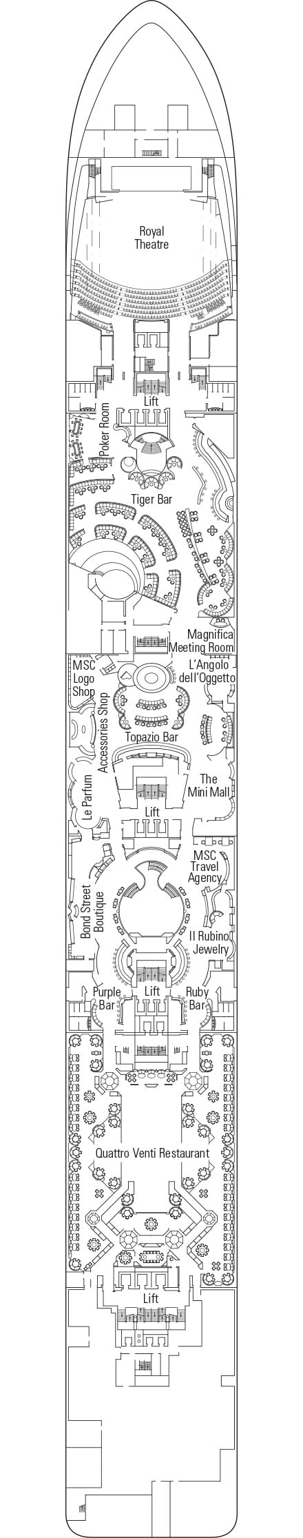 Deck plan for Deck 6 - Portofino