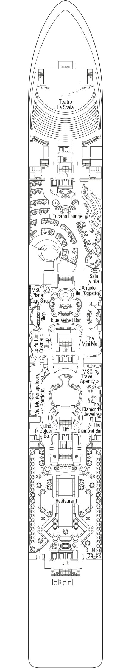 Deck plan for Deck 6 - Brillante