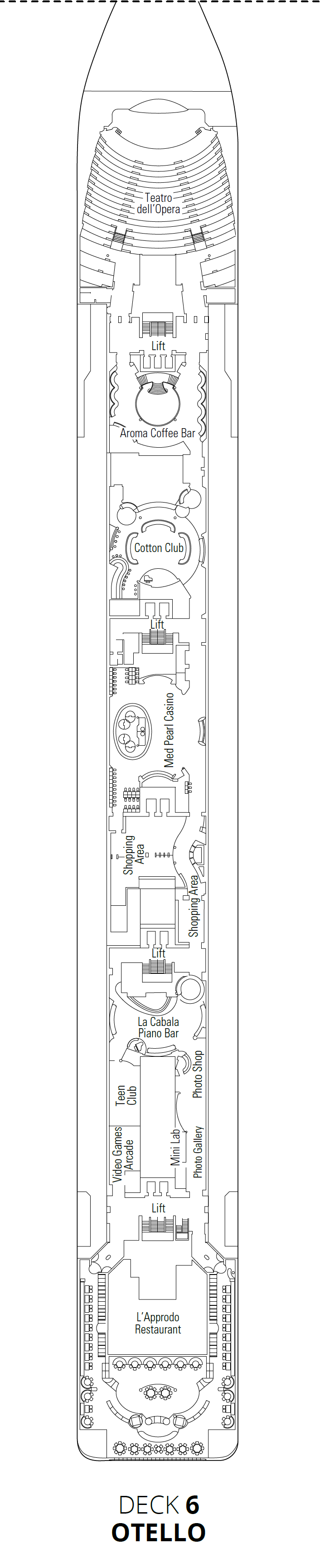 Deck plan for Deck 6 - Otello