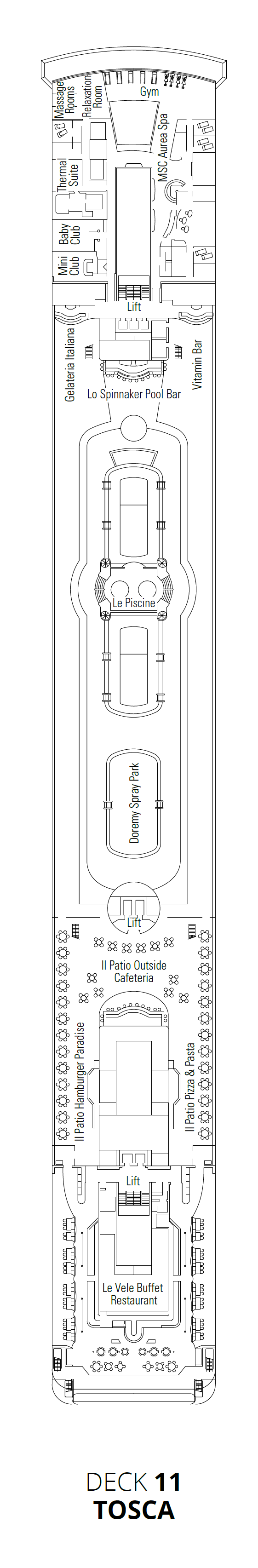 Deck plan for Deck 11 - Tosca