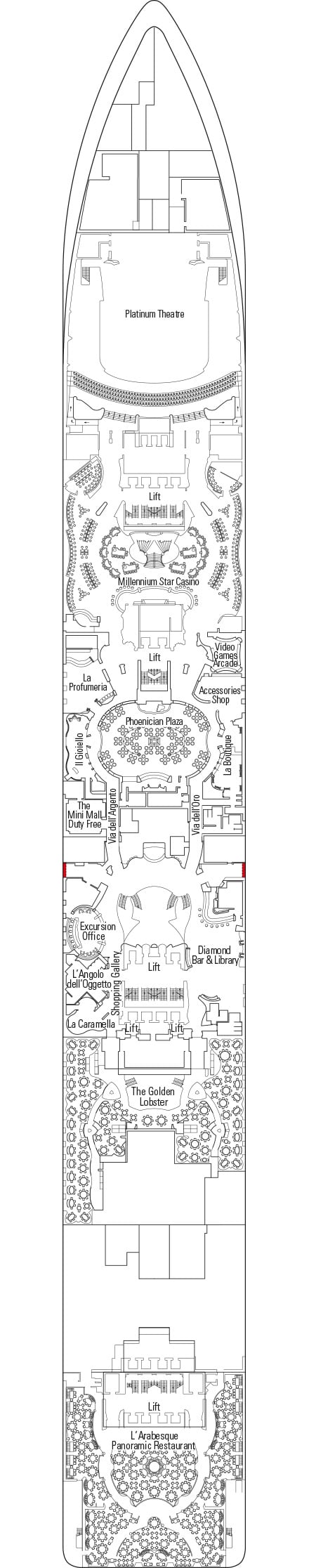 Deck plan for Deck 6 - Diamante