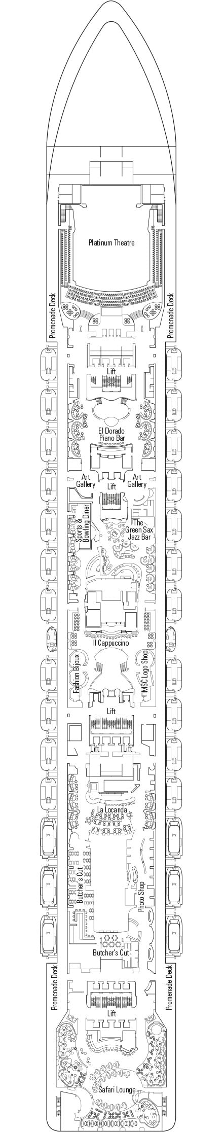 Deck plan for Deck 7 - Rubino