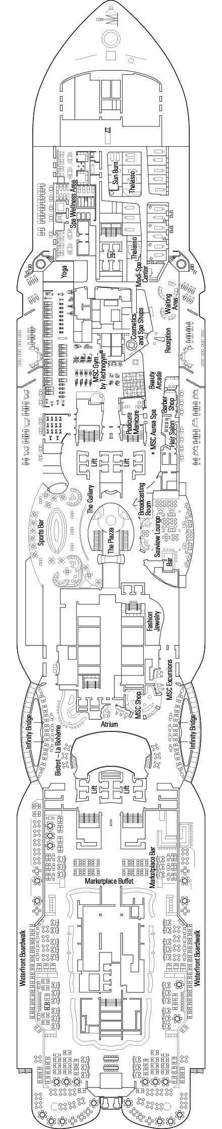 Deck plan for Deck 8 - Oceancay