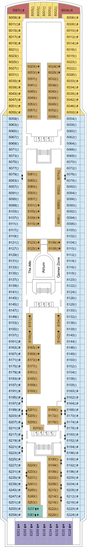 Deck plan for Deck 8