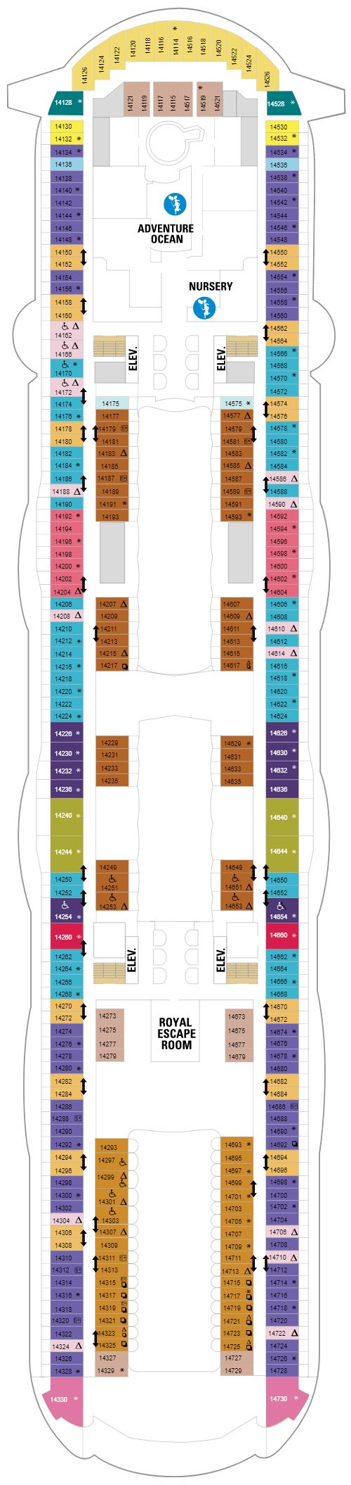 Deck plan for Deck 14
