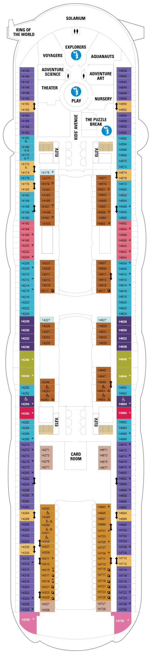 Deck plan for Deck 14