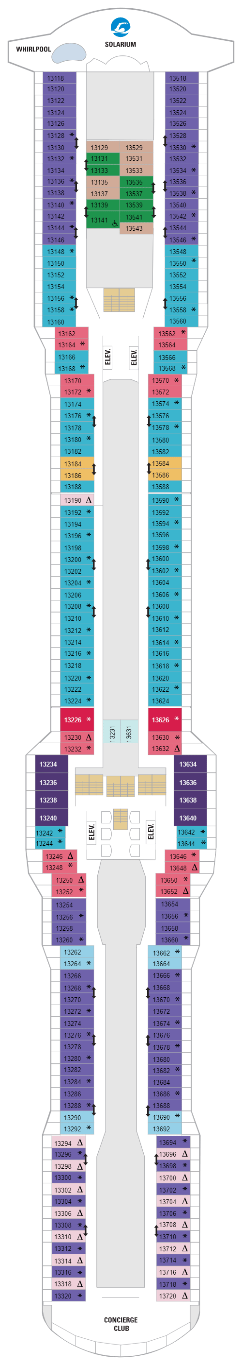 Deck plan for Deck 13
