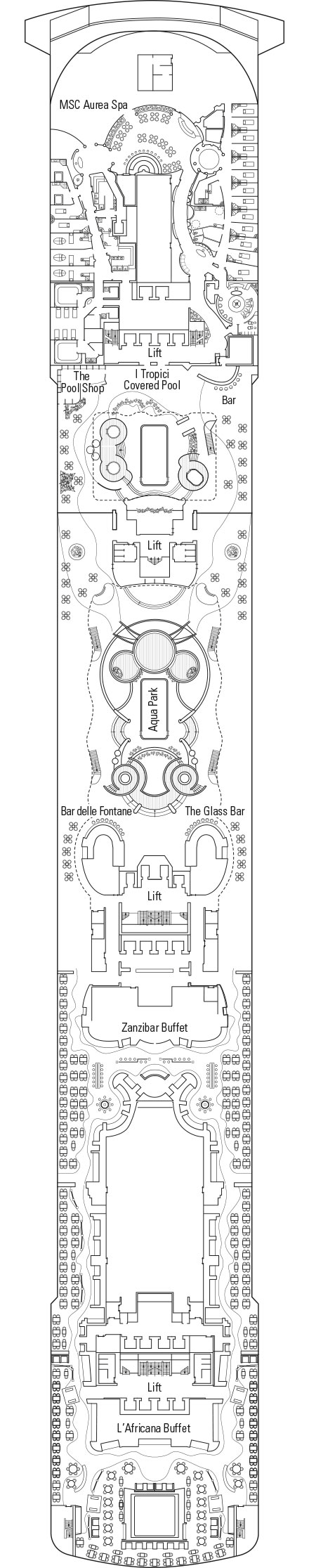 Deck plan for Deck 14 - Miraggio
