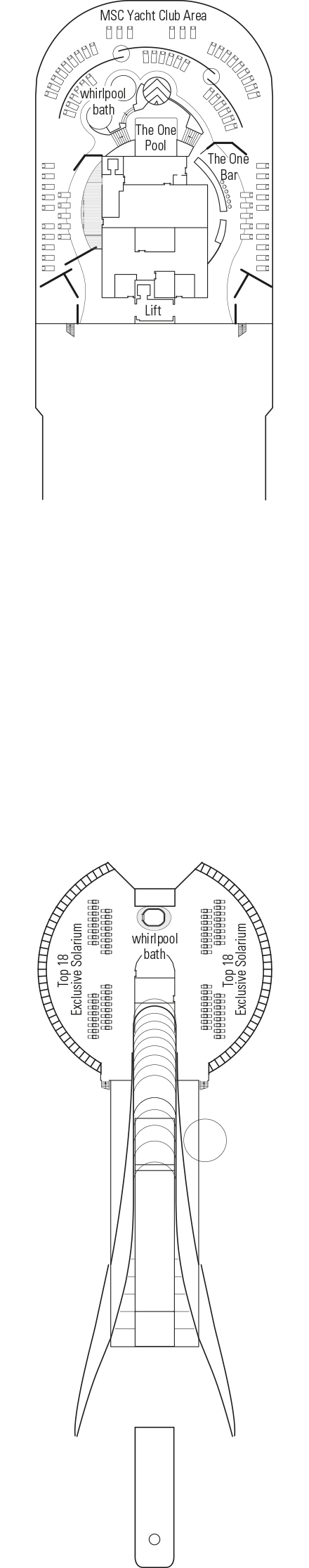 Deck plan for Deck 18 - Sun deck