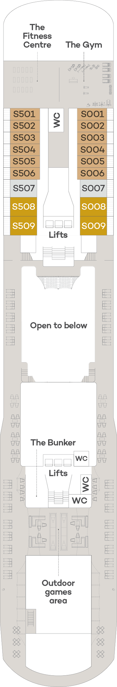 Deck plan for Sun Deck - Deck 13