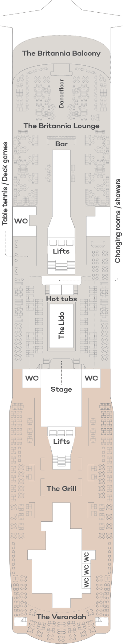 Deck plan for Lido Deck - Deck 12