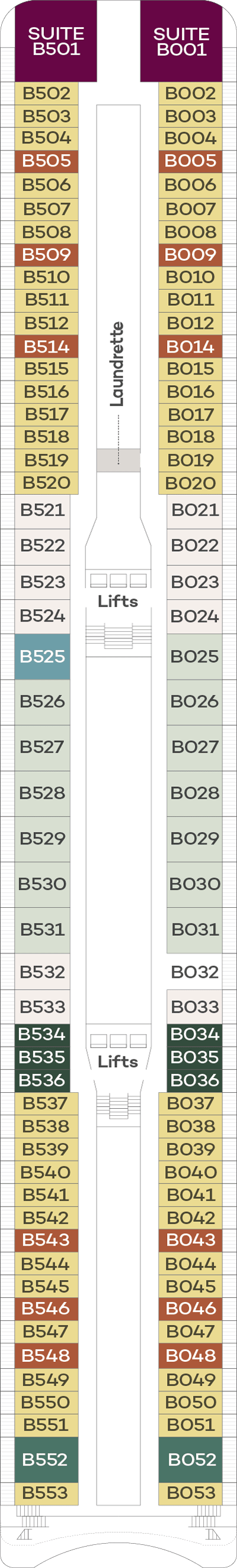 Deck plan for B Deck - Deck 10