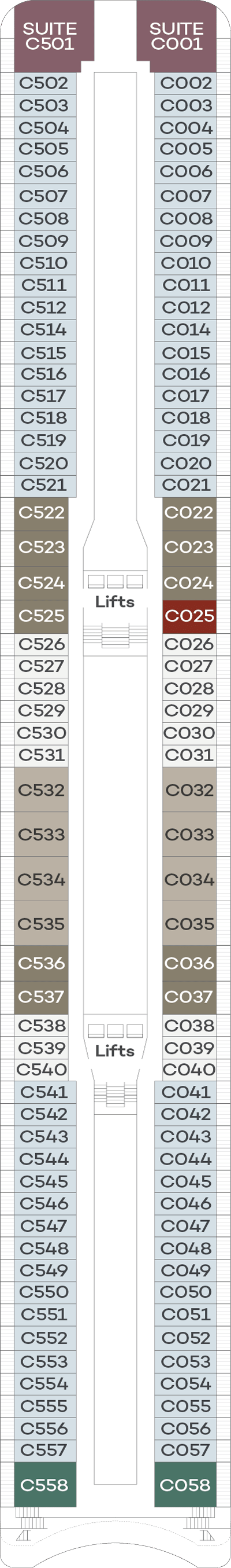 Deck plan for C Deck - Deck 9