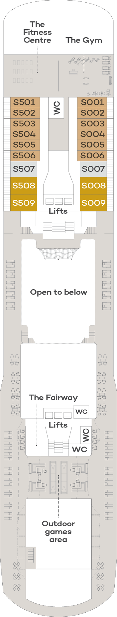 Deck plan for Sun Deck - Deck 13