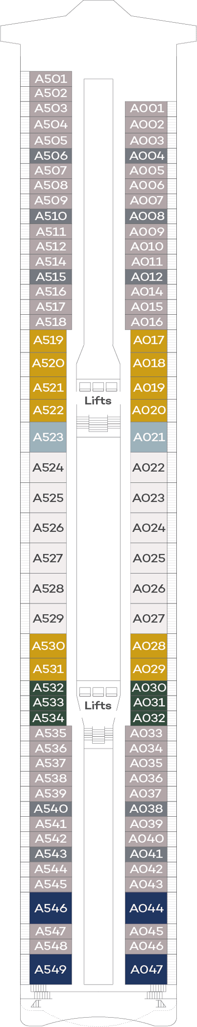 Deck plan for A Deck - Deck 11
