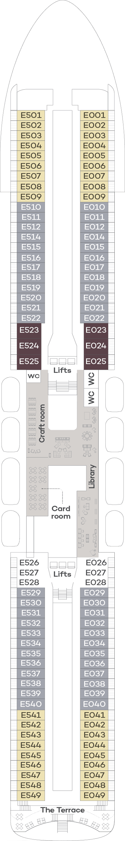 Deck plan for Deck E - Deck 7