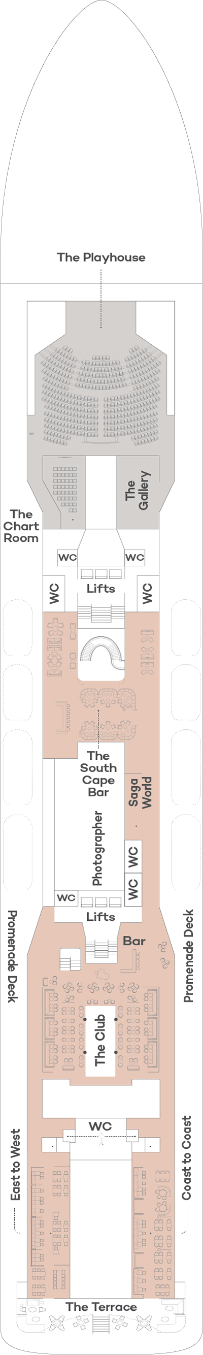 Deck plan for Promenade Deck - Deck 6